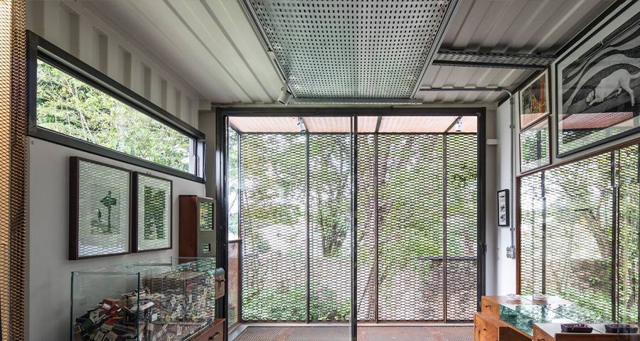 Expanded metal mesh sunshades installed on balconies